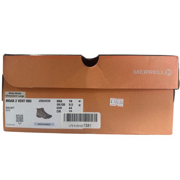 Merrell Moab 2 Vent Hiking Boot Mid Mens US 10W Waterproof Suede J06045 - Picture 11 of 11